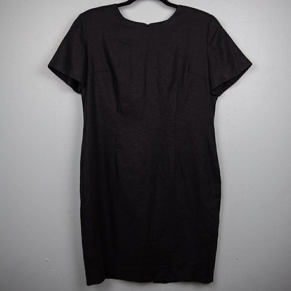 Valerie Stevens Petites black linen sheath dress-8